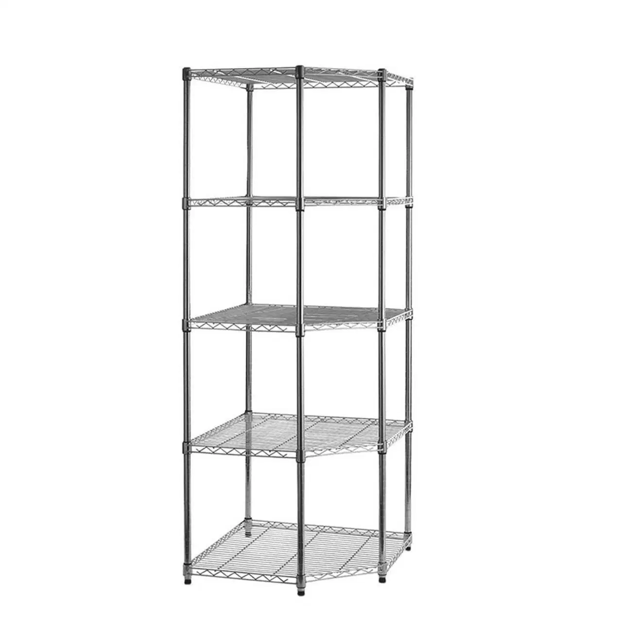 5 Tier Chrome Wire Shelving Corner Unit