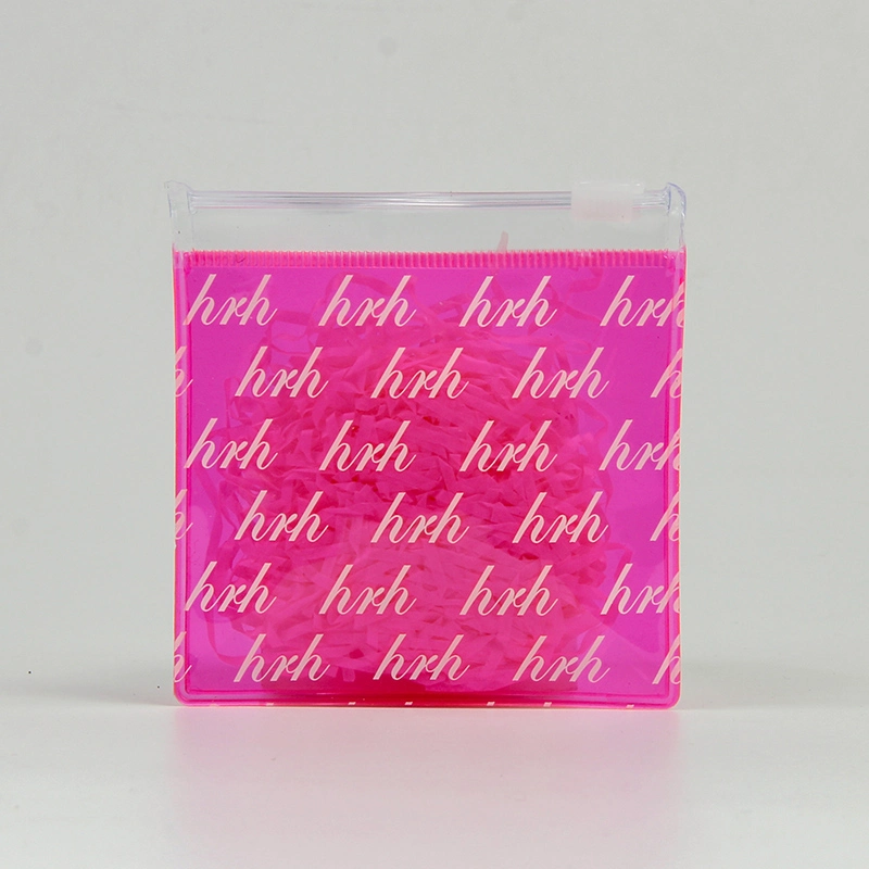 Pink Plastic PVC Ziplock Cosmetic Packaging Bag