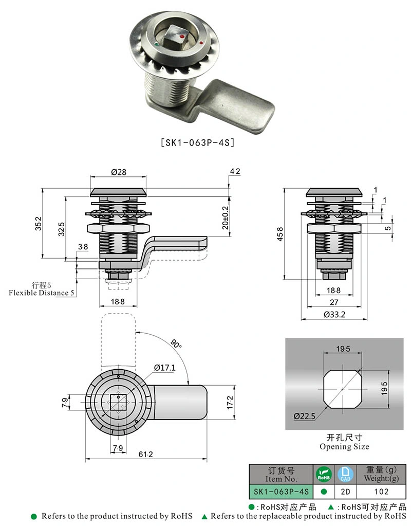 Acero inoxidable eléctrico Metal Armario sistemas de generación de energía Cam Lock Para caja eléctrica