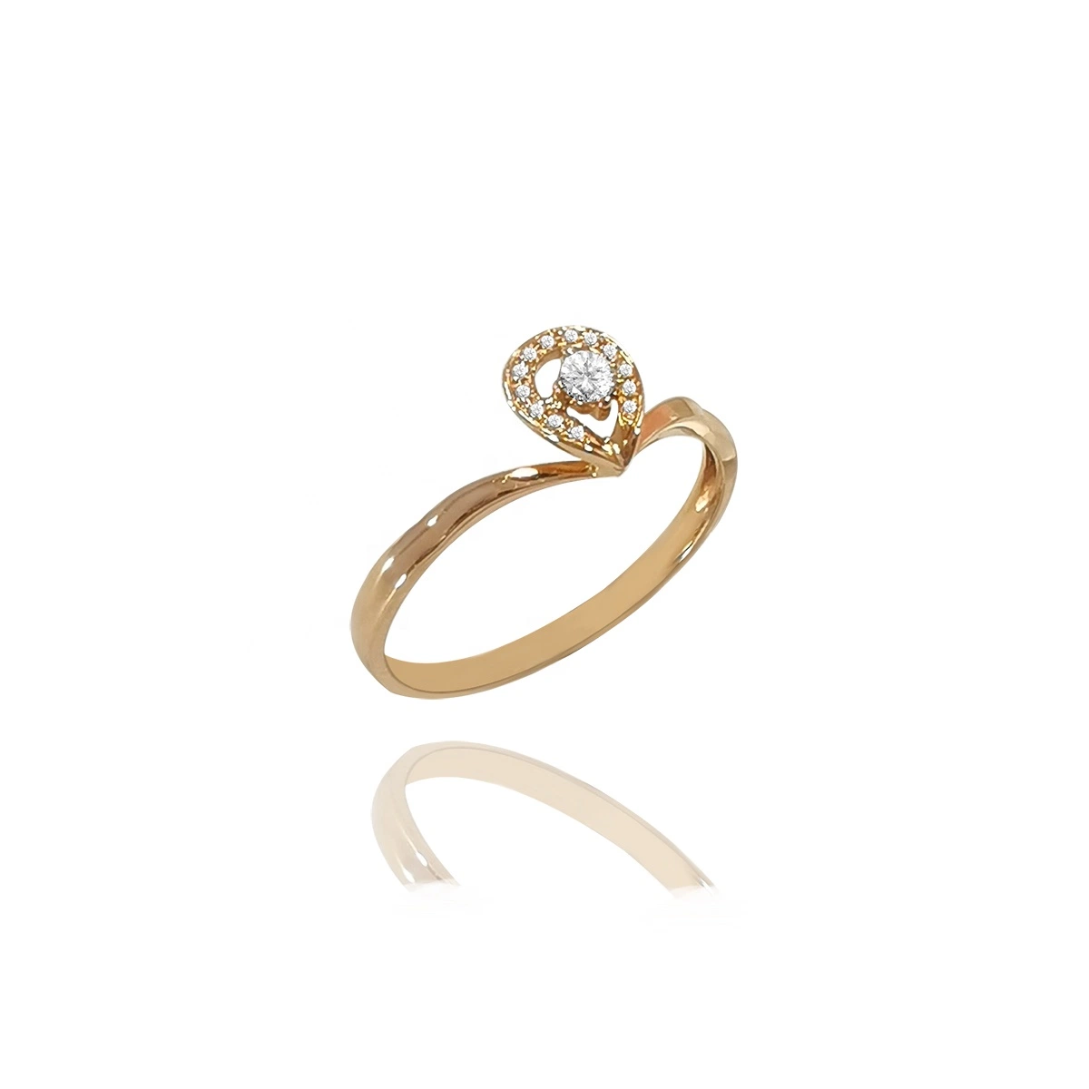 Diamond Women Ring Accept Customized Engagement Wedding Gift Bands or Rings Custom Logo 14K/18K Rose Gold Diamond Ring