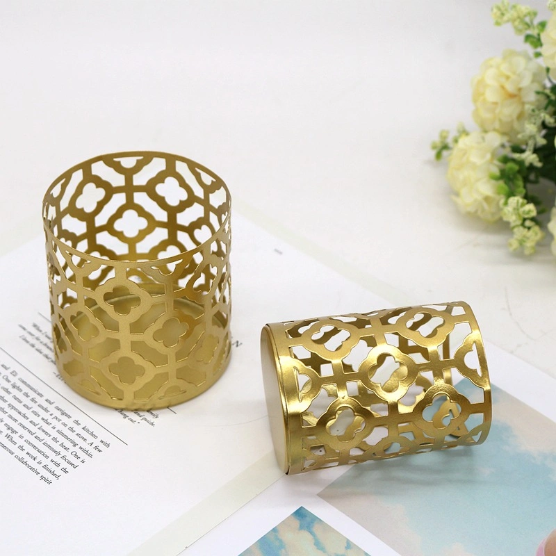 Nordic Gold Geometric Iron Candle Holder