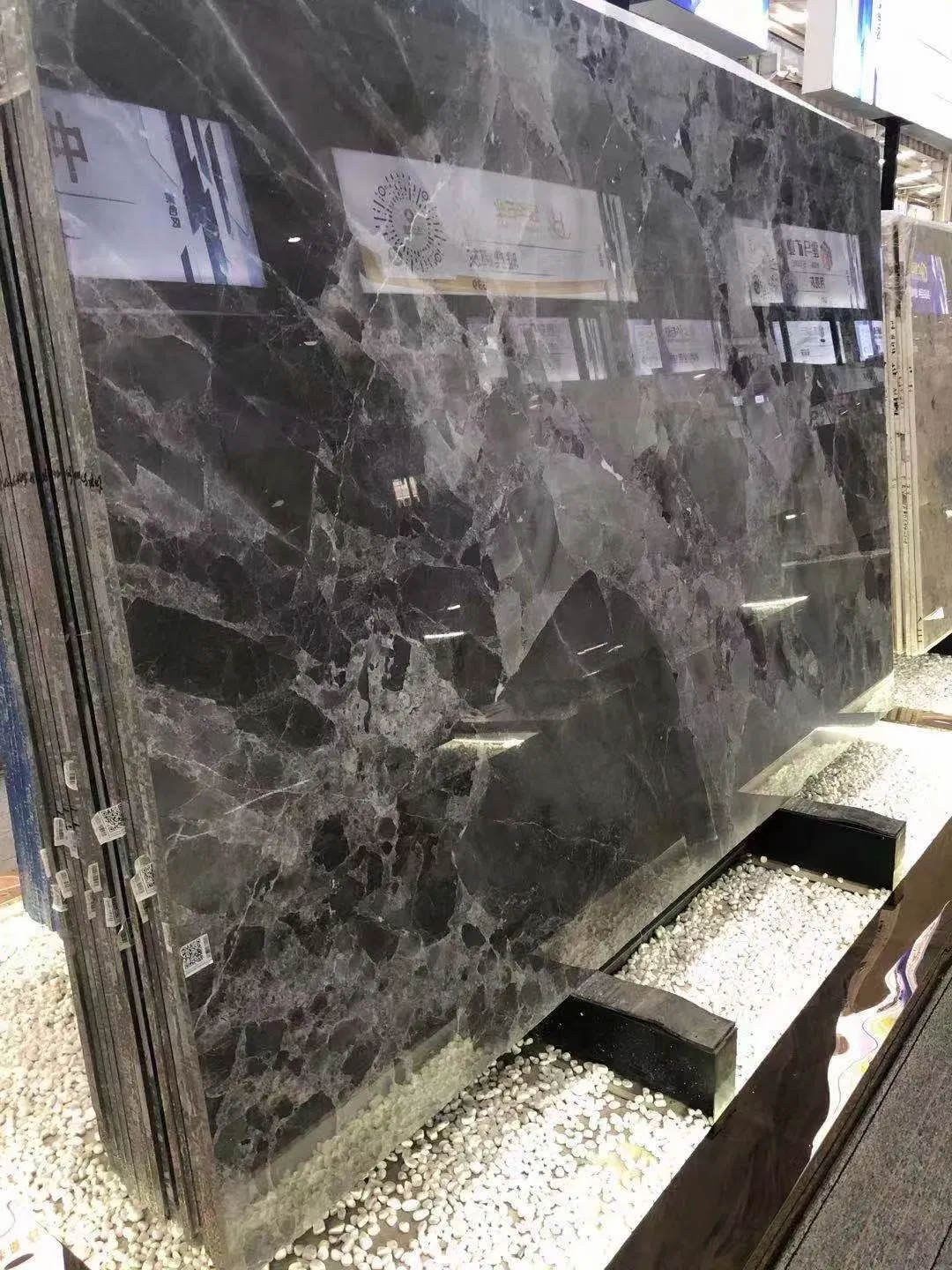 Natural Gem Grey Jumbo Marble Customized Size Black White for Countertop and Big Slabs/Tiles