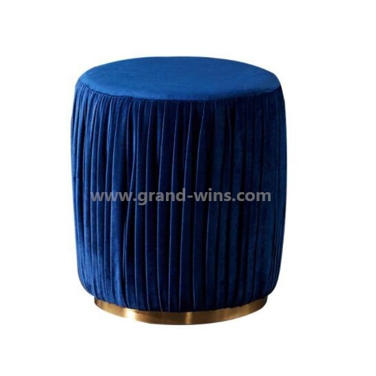 La salle de séjour tabouret bleu élégant en acier inoxydable de luxe Gold Hotel pouf pouf