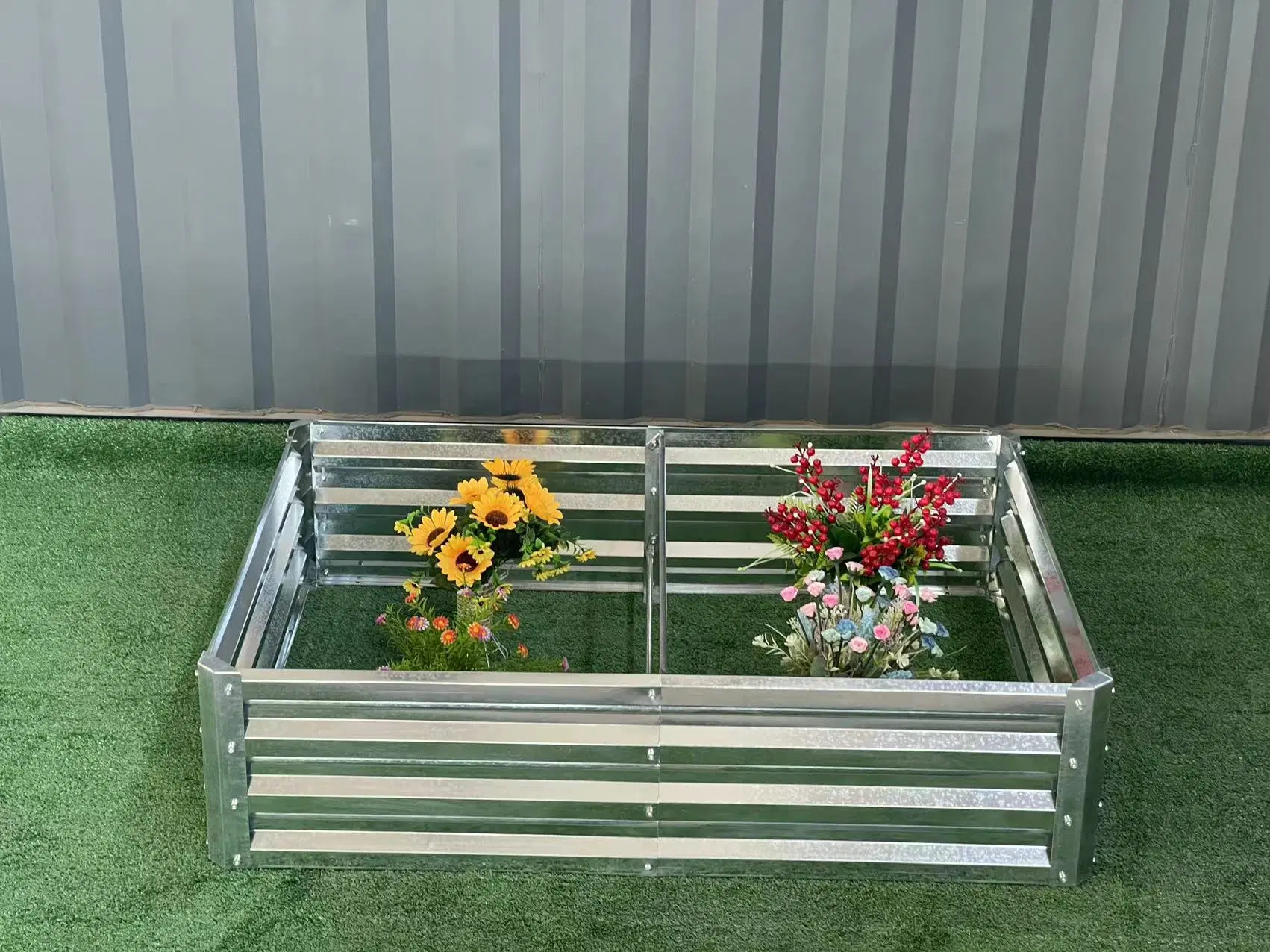 Rectángulo de metal galvanizado al aire libre jardín enarbolado cama de flores