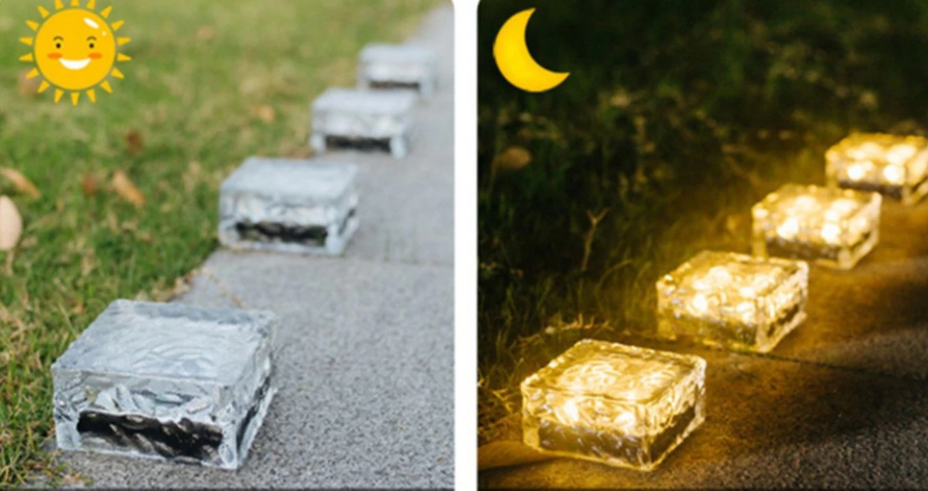 Jardín Decoración Vacaciones Venta al por mayor carga de prueba de Agua Solar de ladrillo de hielo paisaje plástico LED Iluminación decorativa patio