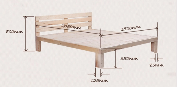 Madera maciza de madera de cama doble cama para adultos (M-X1037)