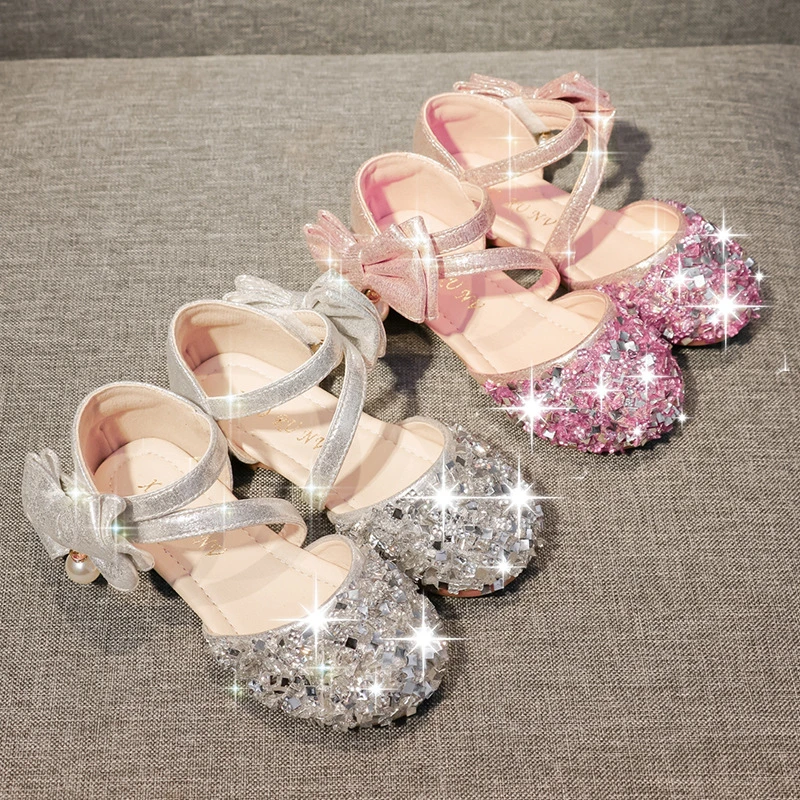 Baby Sandals Toddler Infant Kids Girls Fashion Princess Dance Leather Casual Bow Sequins Shoes Esg14034