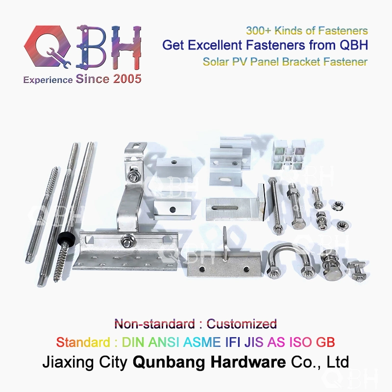 Qbh OEM ODM Hot-Selling Standard & Customized General-Purpose PV Photovoltaic Bracket Tin Roof Aluminum Alloy Solar Bracket Building Constructure Hardware