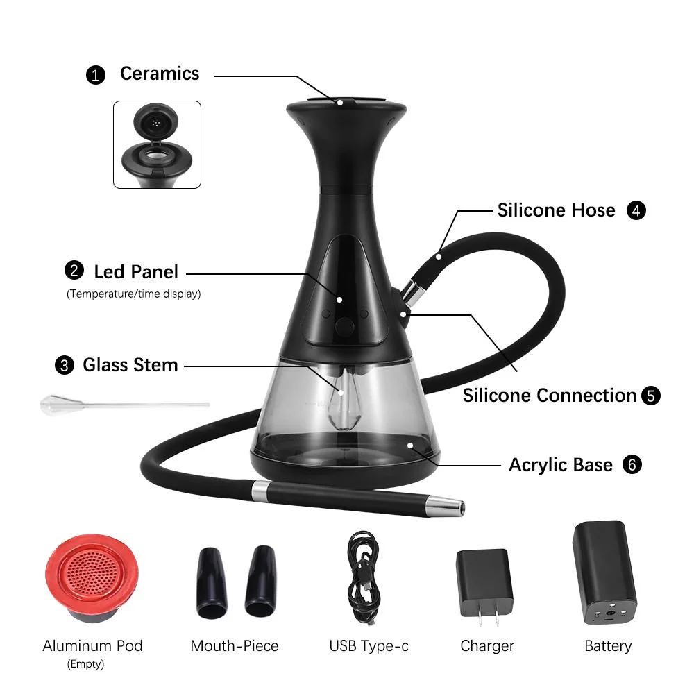 Ooka 2023 Wholesale/Supplier New Most Popular Electric Shisha Pods Electric Hookah Without Charcoal in Just 5 Minutes