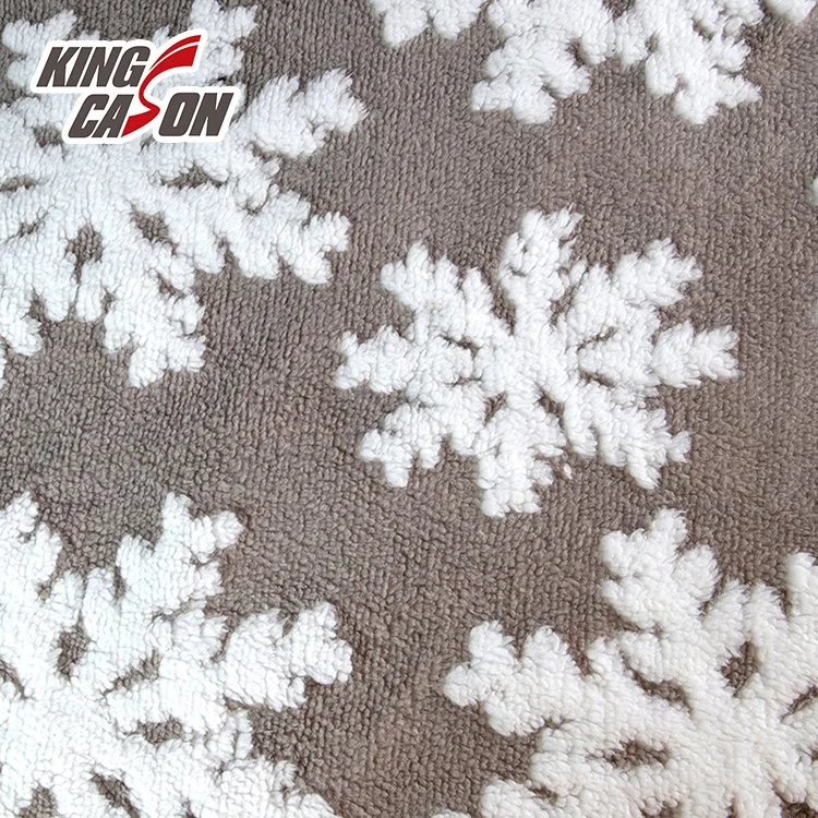 Kingcason Polyester Jacquard gestrickt 3D Schneeflocke Weihnachten Sherpa Stoff für Decken