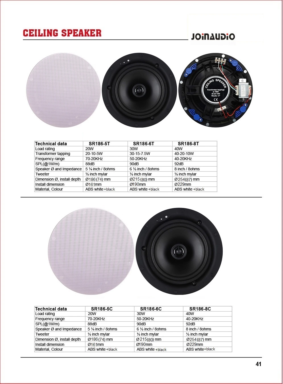 Bt 6.5inch Altavoz de techo para Megafonía (MSR186-6BT)