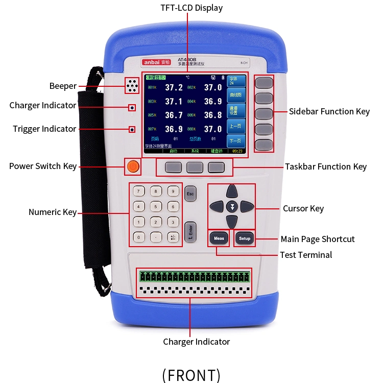 Rechargeable Handheld Industry Temperature Meter Data Logger Tester AT4808