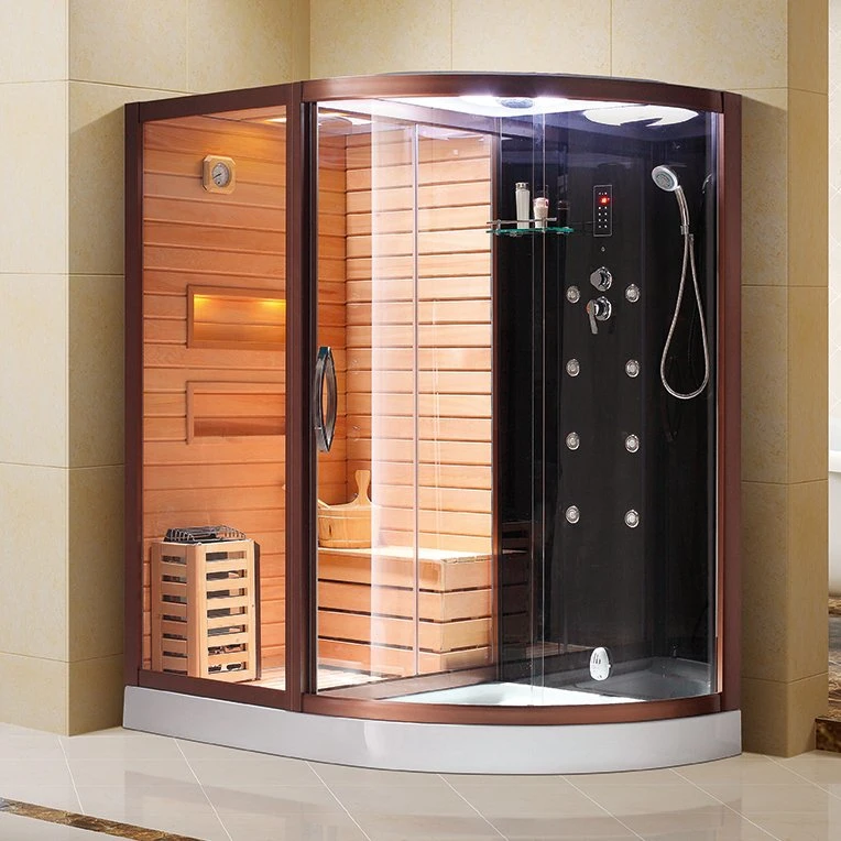 Novo Design preto fosco Porta Articulada Luxury Sauna de Infravermelhos com Duche
