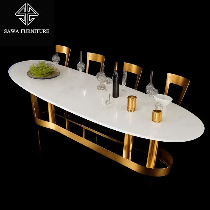 Stainless Steel Gold Dining Room Set Table for Banquet and Hotel Wedding Recepation Half Moon Dining Table Wedding