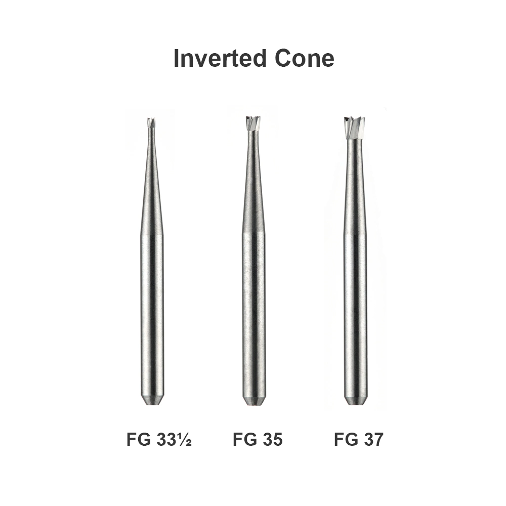 Dental Consumables Friction Grip Inverted Cone Carbide Burs ISO 010