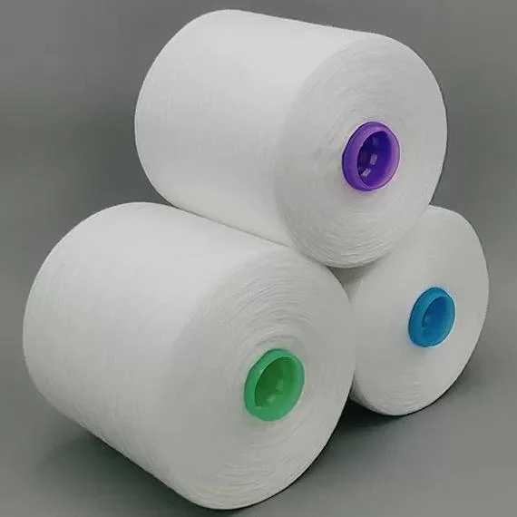 Ne 40/2 Virgin Spun Polyester Raw White Yarn for Textile Products Sewing