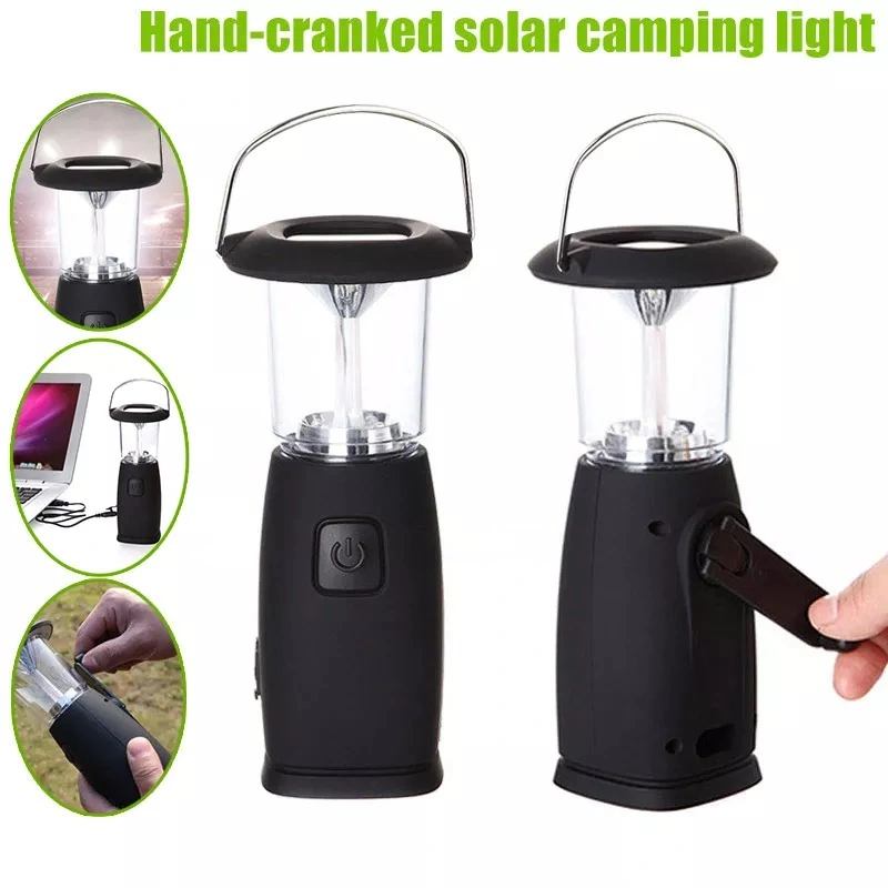 Exterior 6 LED Dynamo Camping Light portátil USB recargable Solar Linterna LED