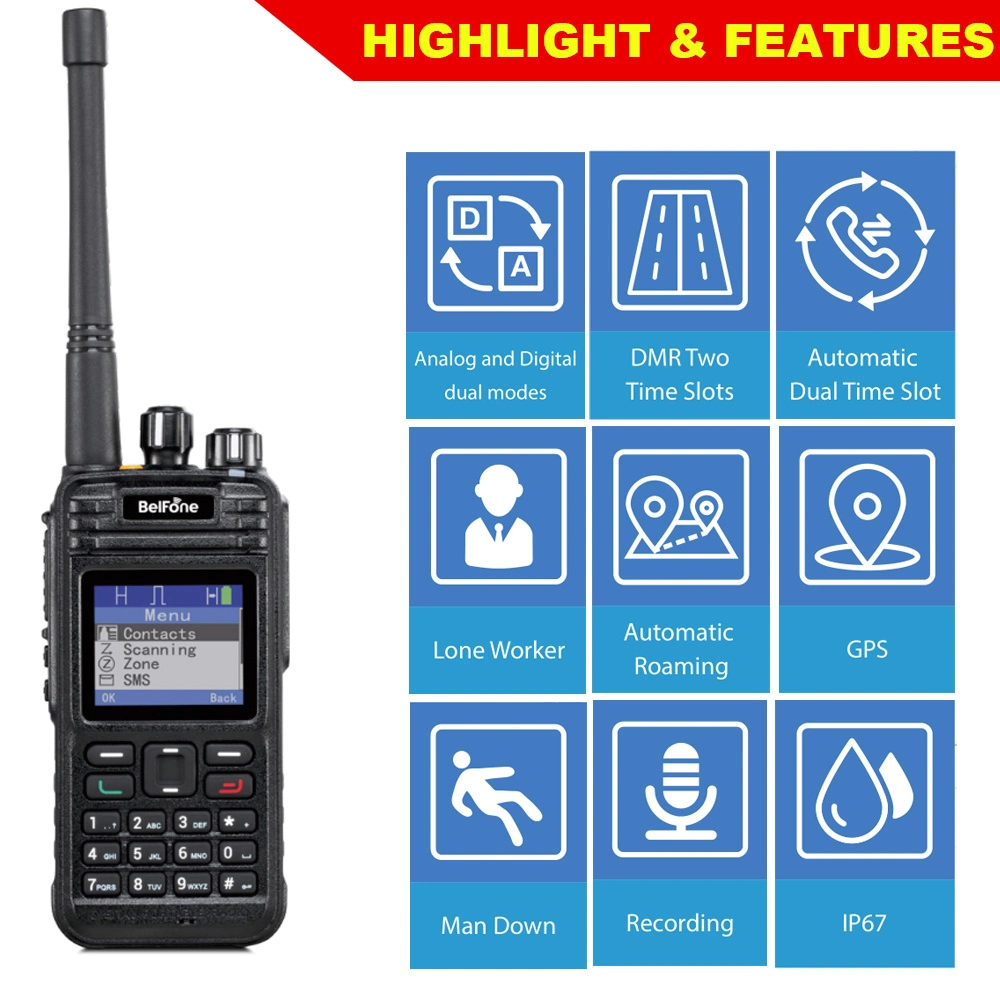 Belfone Hot Sell IP67 Walkie Talkie 1024 Channels Two Way Radio with GPS