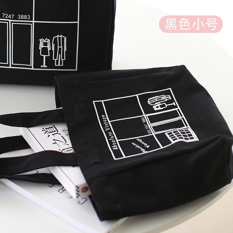 Custom Logo Reusable Eco Cotton Canvas Student Bag with Button Womens Tote Shopping Bag