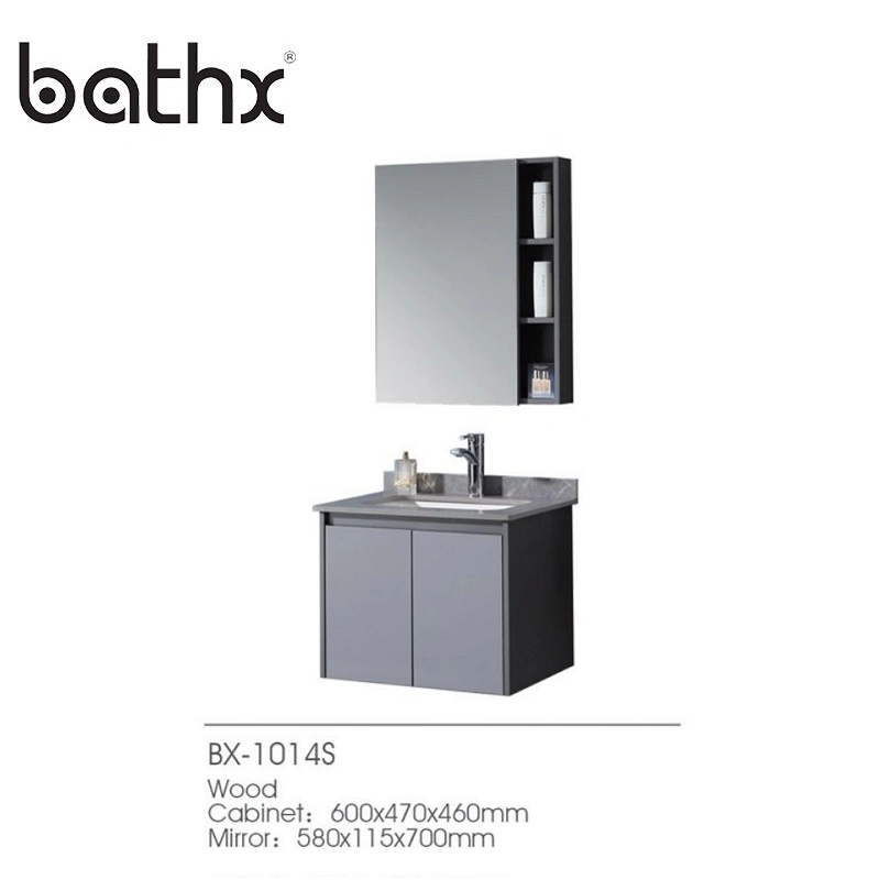 European Style Modern White Color Wall-Mounted Ply Wood Bathroom Cabinet with Washing Basin