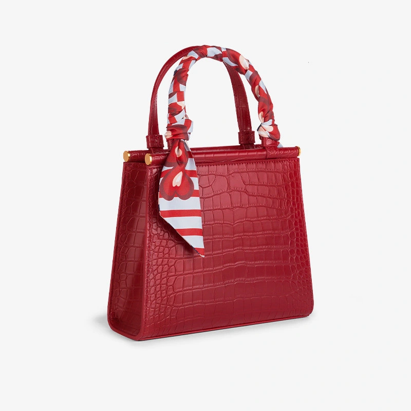 New Arrival Good Quality Crocodile Luxury Replicas Silk Scarf Detailed Ladies Working Handbag