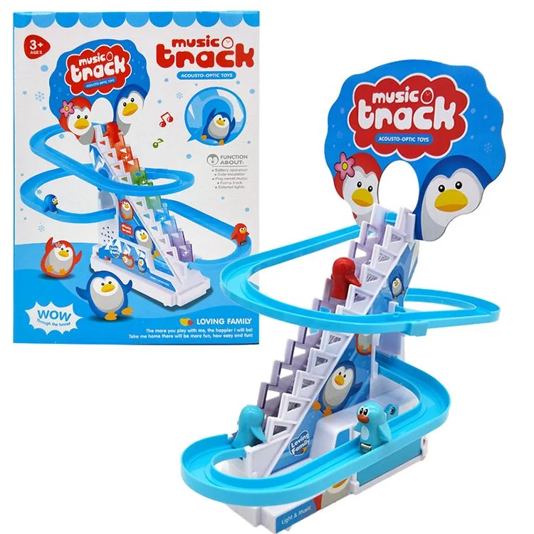 Track Slot Toy Battery USB Operated Kids Lights and Music Duck Stairs Climbing Toys