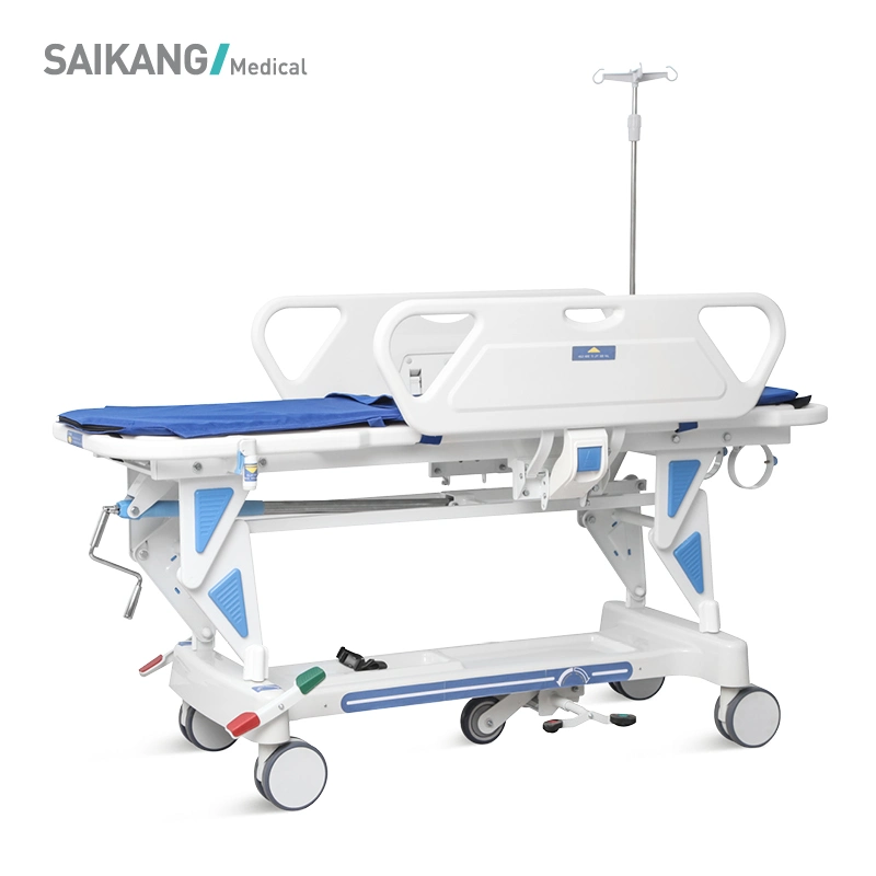 Skb041-1 Saikang Factory Wholesale/Supplier Foldable Clinic Hospital Emergency Ambulance Patient Transport Stretcher Trolley