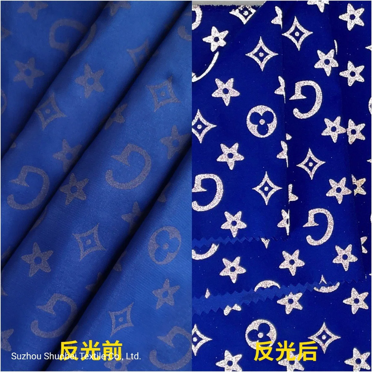 100%Polyester T400 Transfer Twill Reflect Light Printed Fabric in Stock