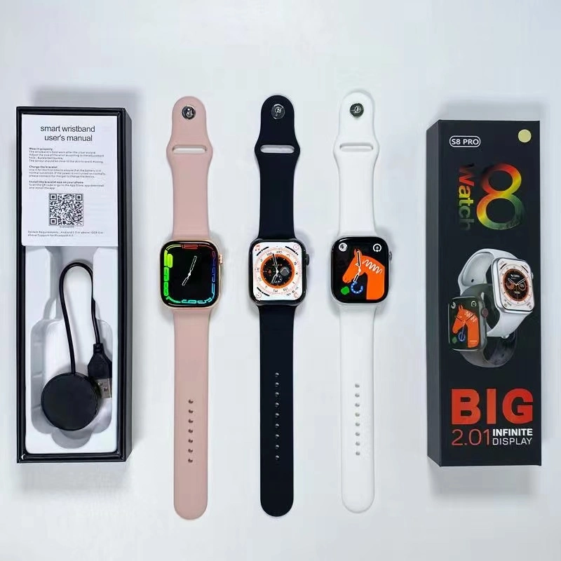 S8 PRO SmartWatch Smart Watch 8 PRO Wireless Charger Inteligente سلسلة اللياقة البدنية ذات اللمس الكامل من Montre Relogio 8 PRO S8 SmartWatch