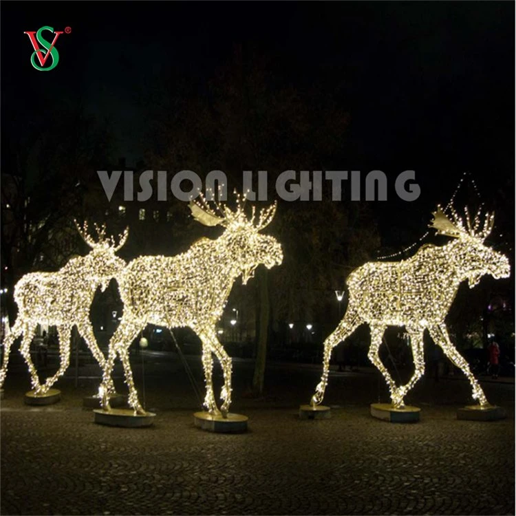Outdoor Christmas LED Deer Reindeer Animal Motif Sculpture Light for Plaza
