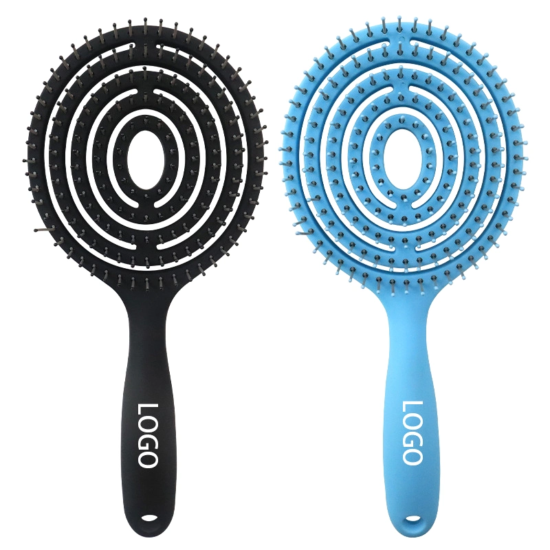 New Detangling Hair Brush Wholesale Hot Sale Round Nylon Bristle Wet Hair Curved Vent Brush