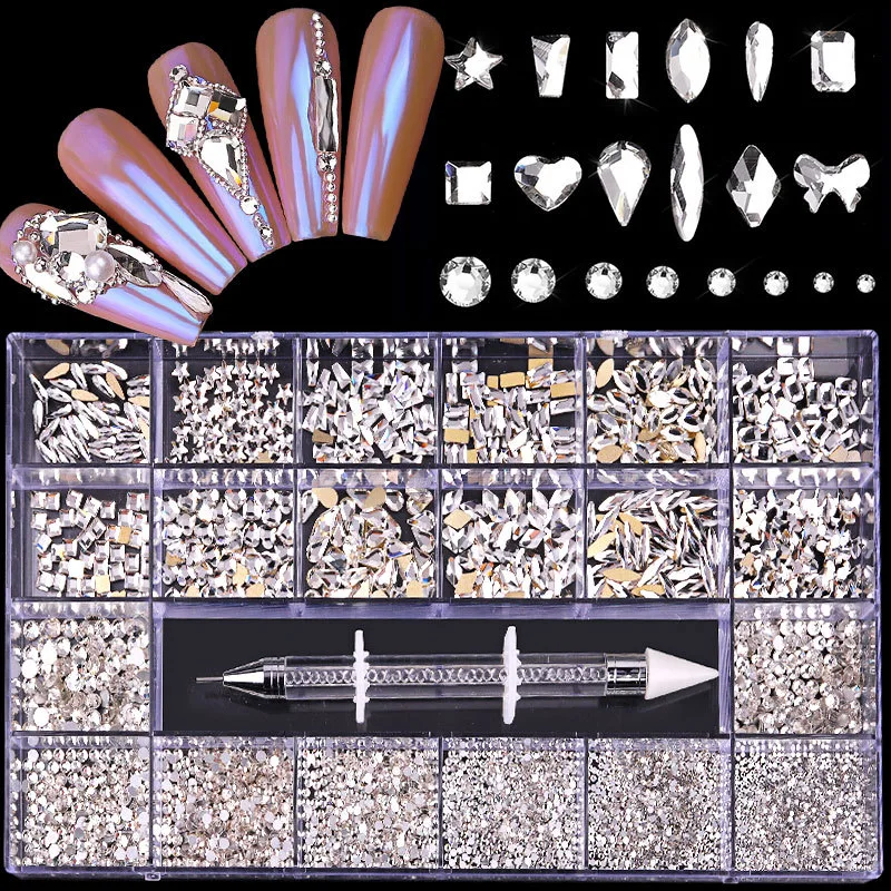 Grille de verre 21clou Rhinestone Rhinestone DIY décoration pour ongles nail art