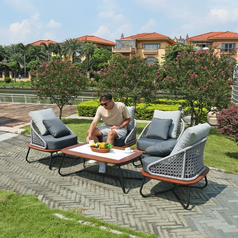 Chinese Wholesale/Supplier Modern Style Garden Sunroom Patio Outdoor Hotel Bistro Home Balcony Sofa Set Chair Furniture