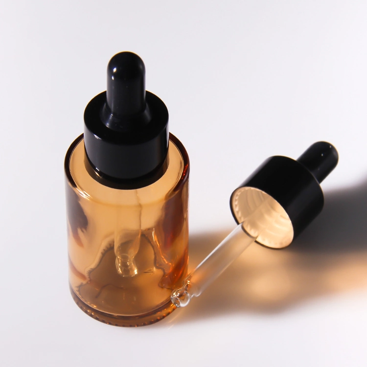 Cosmetic Dropper Bottle 20ml 30ml 40ml 50ml 60ml 80ml 120ml Flat Shoulder Serum Oils Glass Dropper Bottle with Pink Paper Box