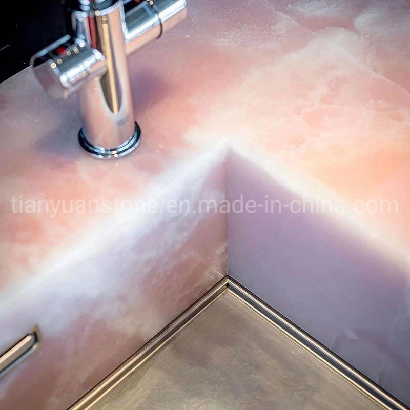 Natural Pink Onyx Marble Stone Countertop