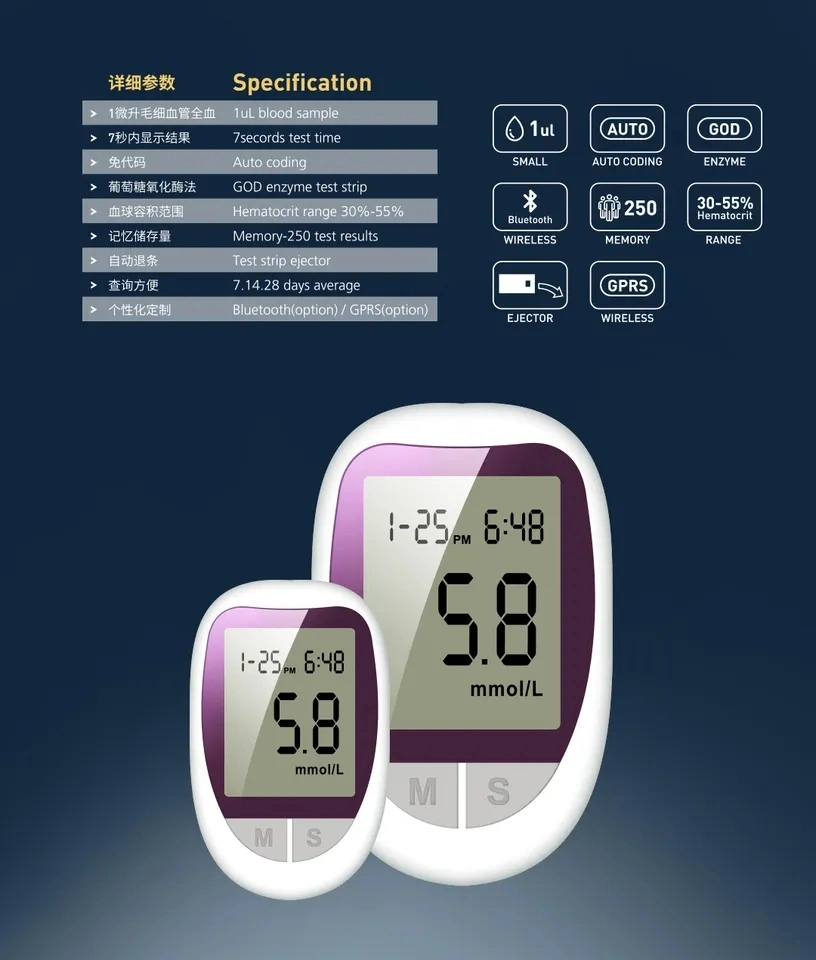 Glucomètre avec les bandelettes de test de votre glucomètre