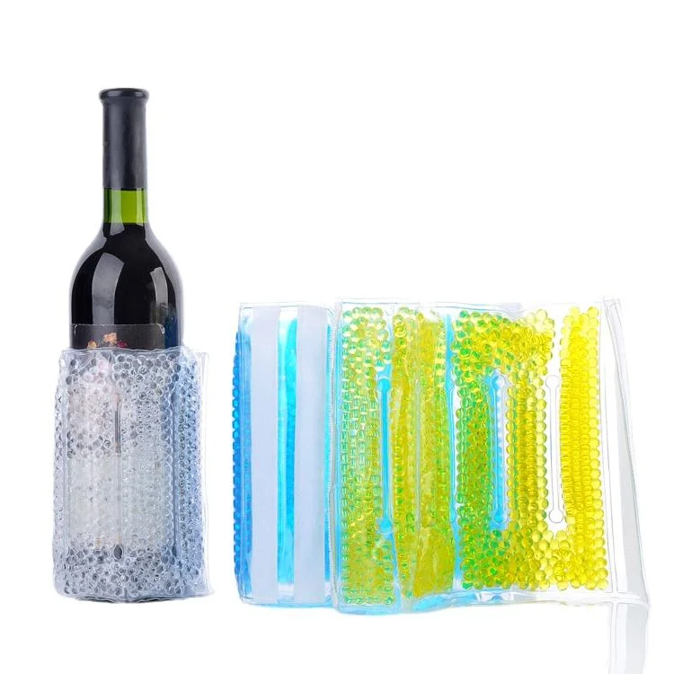 Wiederverwendbarer OEM Print Kunststoff PVC Gel Weinkühler Beutel Eis Paket
