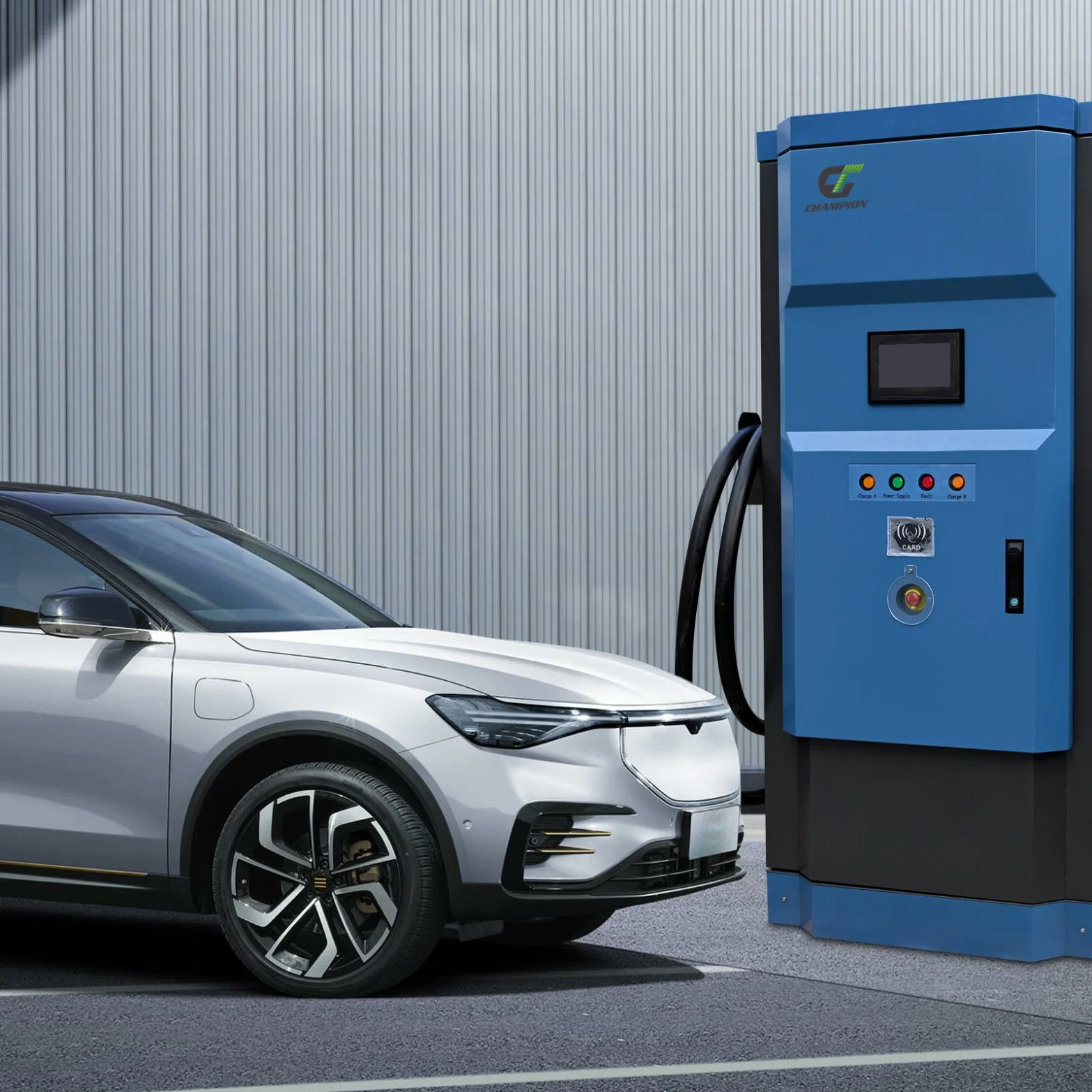 DC Fast EV Ladestation IP54 Bodenmontiertes EV-Ladegerät mit Double Gun 90kW 120kW 180kW OCPP RFID-Karte