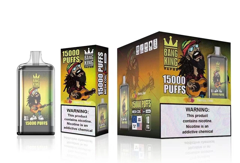 Bang King 15000puffs rechargeable E cigarette King 15000 barre de papier feuilletée 0%2%5% Vape Pen mesh Coil Tornado 9000 Original Wholesale Je Vape