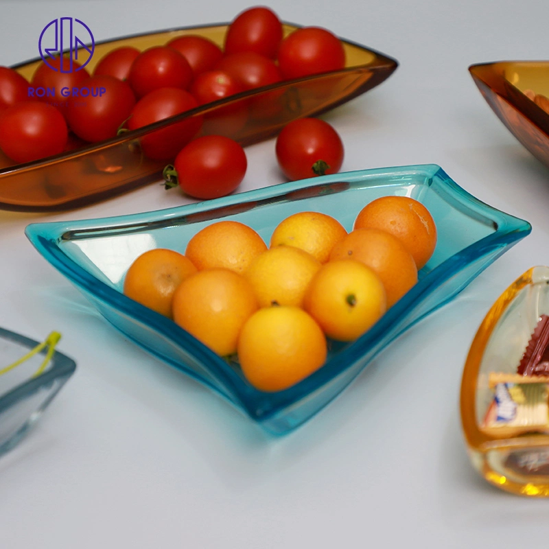 High Quality Wholesale Tableware Transparent Blue PC Plastic Fruit Food Plate Dish for Restaurant Hotel Wedding Party