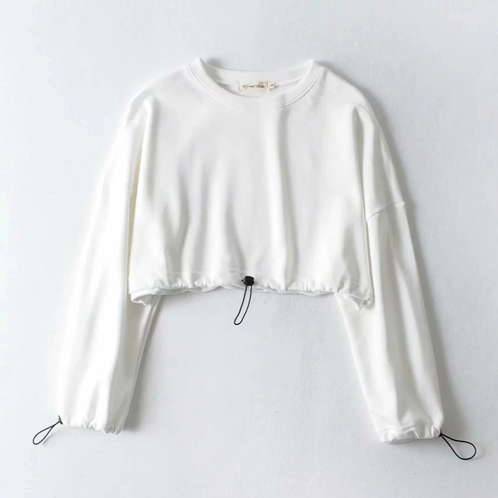 OEM Sportswear Solid Plain Longsleeve Pullover Women Spring Summer Crop Top Cotton Custom Printed Hoodies OEM for Women