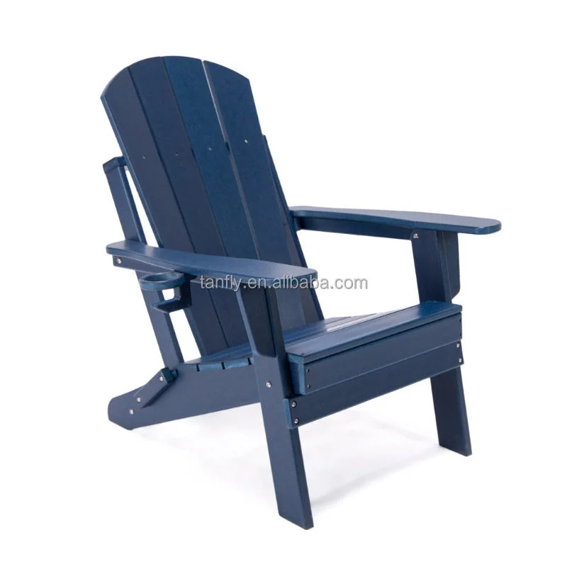 Silla HDPE plástico Patio exterior plegable silla Adirondack HDPE plástico Sillas de madera azul