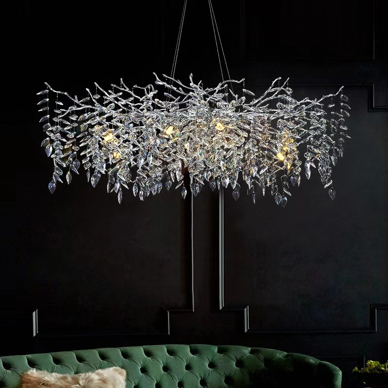 Light Luxury Modern Simple Living Room Crystal Creative Personality Tree Chandelier.