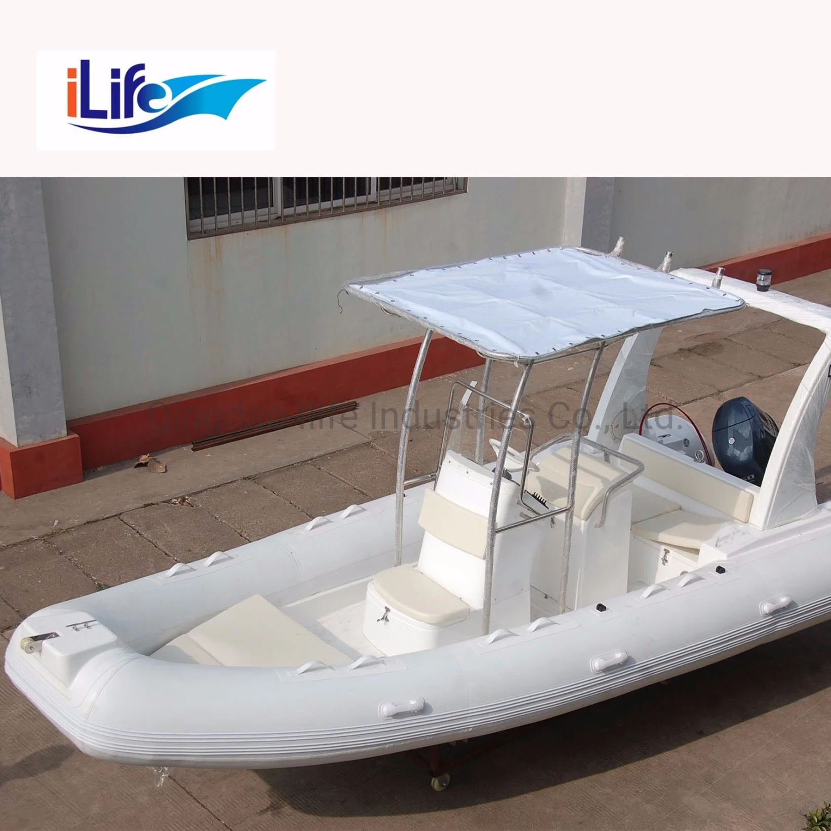 Ilife 5.8m Good Price PVC/Hypalon Rigid Hull Firberglass Inflatable Rubber Fishing Sport FRP Boat for 11 Persons Twin Outboards 2X115HP