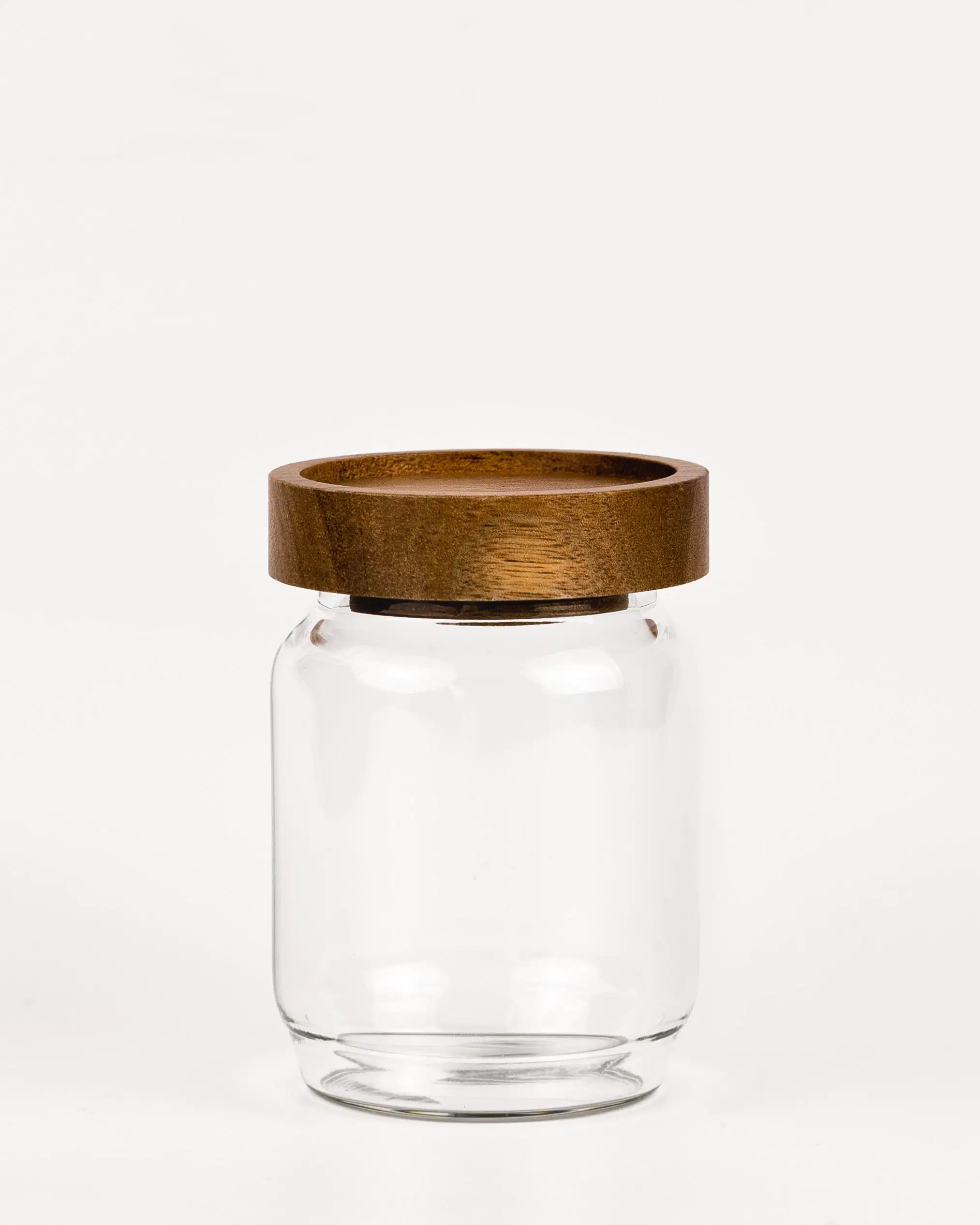 Wide Mouth Round High Borosilicate Glass Jar Airtight Kitchen Food Spice Glass Storage Jar and Containers with Wooden Acacia Lid