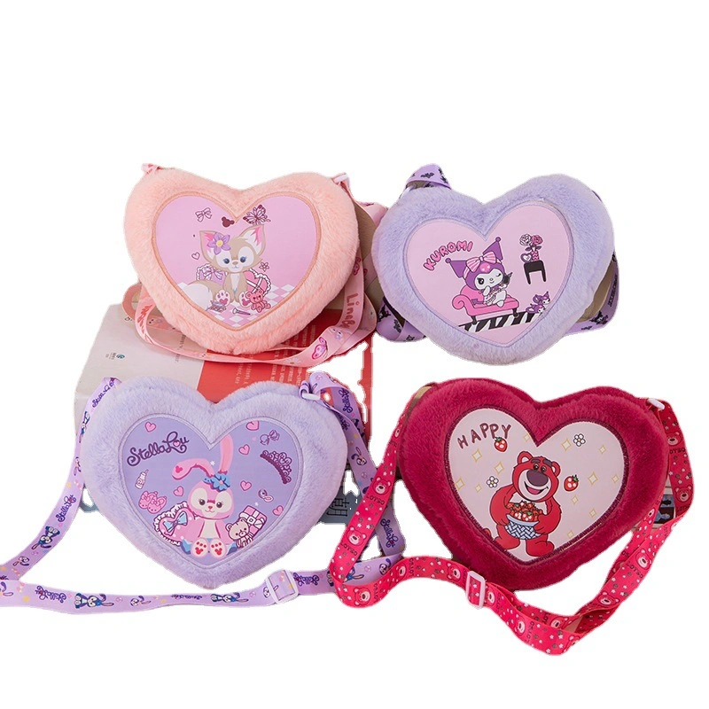 2023 Nuevo bolso de juguete personalizado Plush relleno Amor corazón en forma Bolsa Messenger