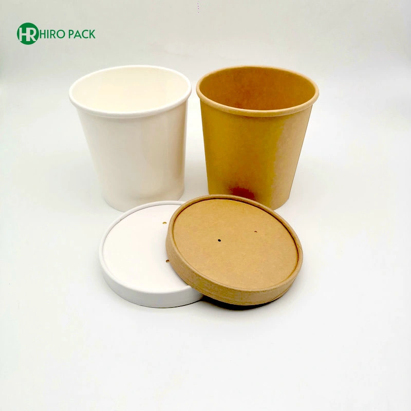 16oz 500ml Soup Container Cup 100% Biodegradable Eco Friendly Soup Paper Cup with Paper Lid PLA Coating