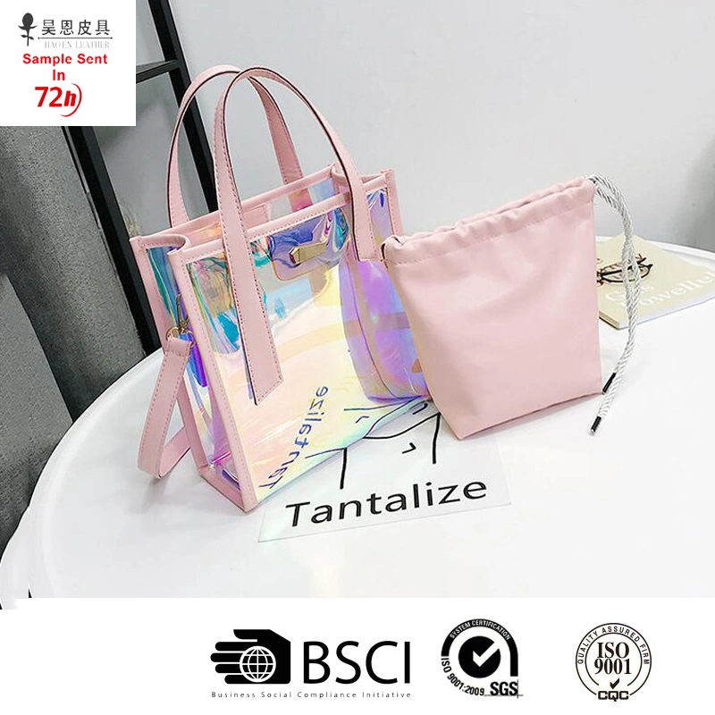 Guangzhou Factory Stocks Wholesale New Jelly Fashion Designer Women Female Fashionable Tote Ladies Beach Bag