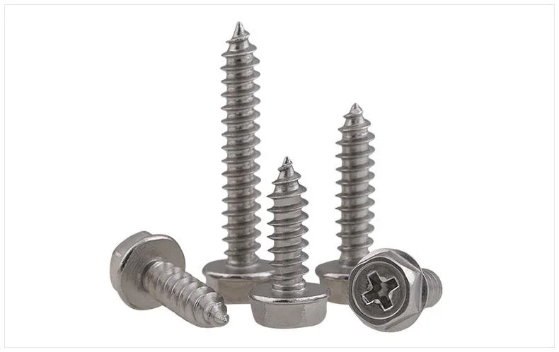 M3-M6 Phillips External Hex Flange Self Tapping Wood Screws with Pad Washer Stainless Steel Cross Hex Head Self Tapping Screw