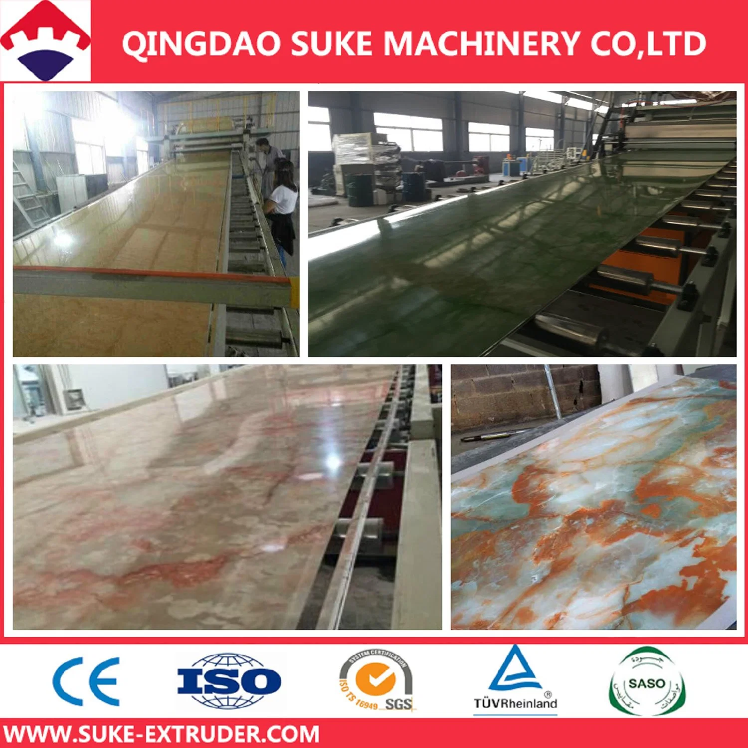 PVC Imitation/Artificial Marble Decoration Sheet/Board/Plate Making Machine with UV Coating (SJ-80/156) /Extrusion Machine